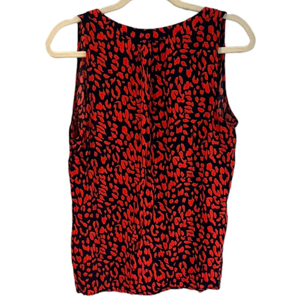 Women's Anne Carson Sleeveless V-neck Leopard Print Blouse Size Large - Picture 2 of 4